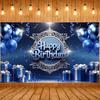 Birthday Event Banner Shiny Ribbons Celebration Display Birthday Party Backdrop Blue Theme Banner For Formal Birthday Event