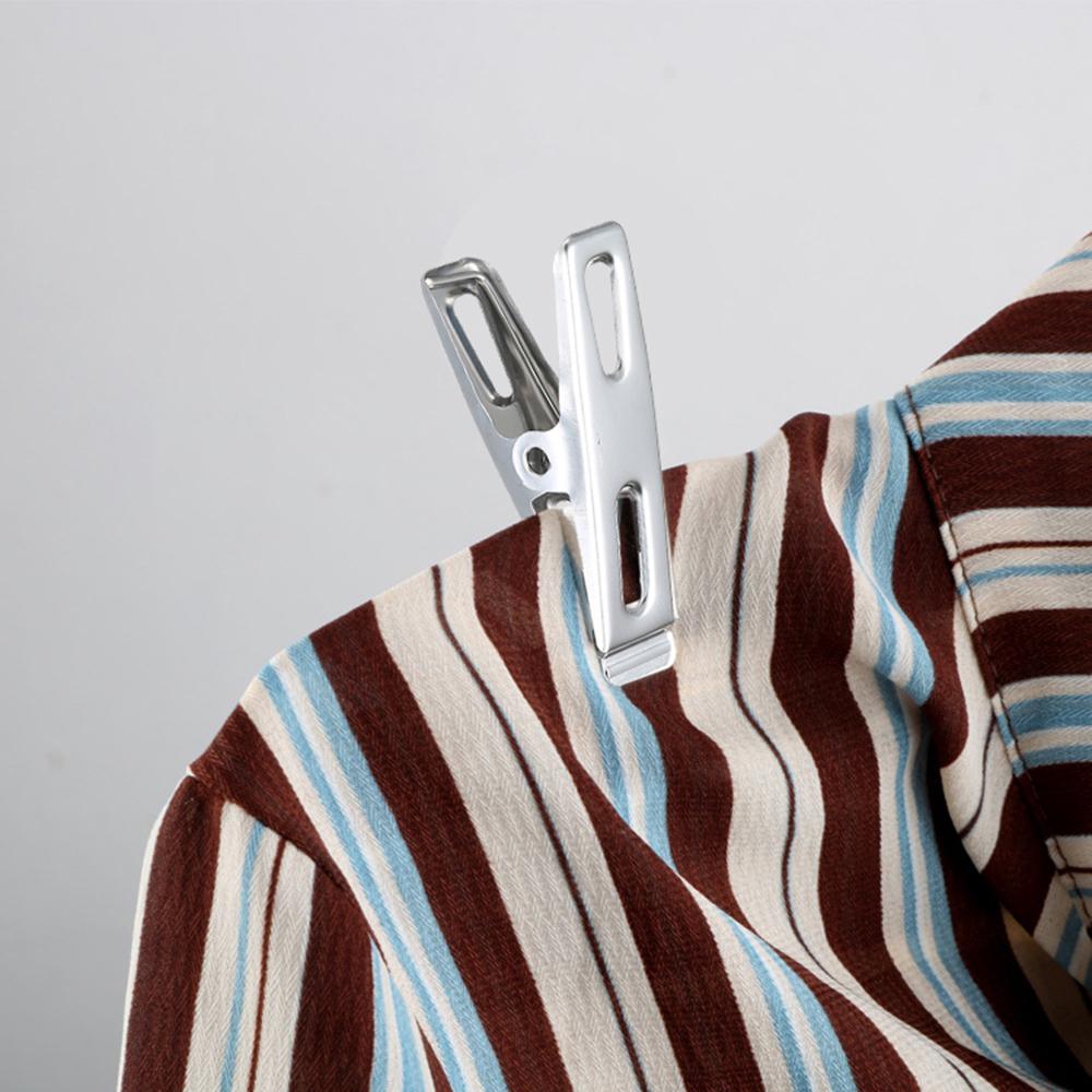 20 Pcs Clothespins Stainless Steel Clothes Clips Metal Sealing Clip Socks Clothing Pegs Household