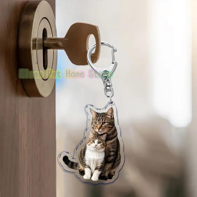 Funny Cat Key Chain Keychains Ring for Accessories Bag Pendant Keyring Jewelry Cute Animal Pet Llaveros Friends Gifts Cool Cats
