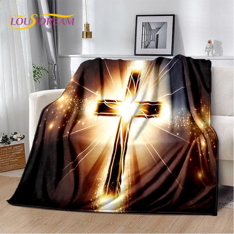 New 3D Pray Holy Bible Cross Jesus Soft Blankets,Keep Warm Throw Blanket Comfortable Blanket for Picnic Beds Sofa Home Bedroom