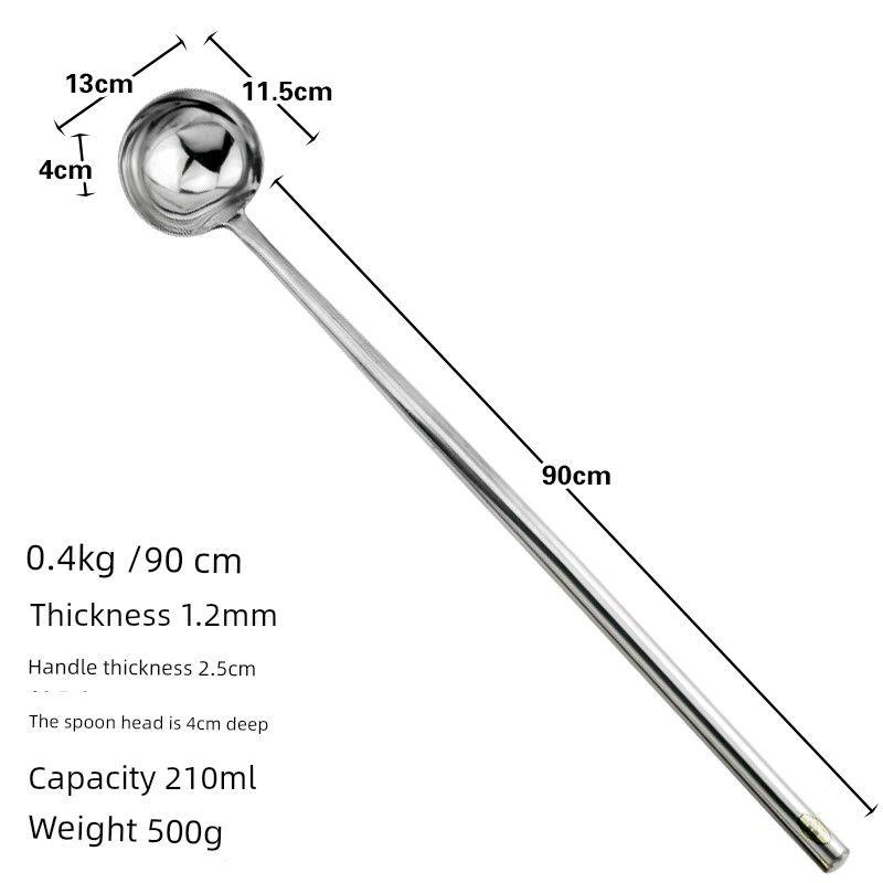 

304 Long Stainless Steel Spoon Spatula with Long Handle Canteen Large Soup Spoon Porridge Spoon Soup Kitchen Cooking Spoon Shell No. 3 0.4kg Long Handle Frying Spoon Handle 90cm