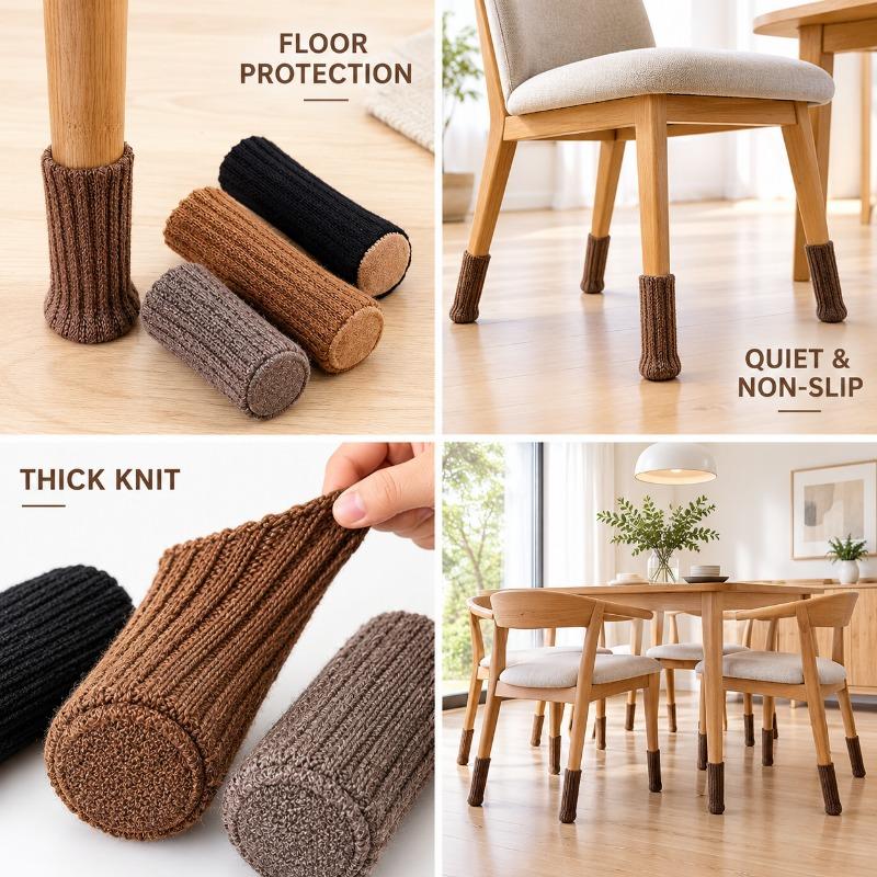 16Pcs Chair Leg Socks Knitted Anti-slip Floor Protectors Silent Thicken Furniture Feet Table Leg Covers for Home Office