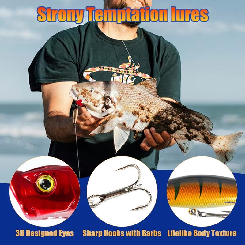 JSFUN 24pcs ABS Fishing Tackle Advent Calendar Box-Creative Christmas Gift Freshwater Saltwater Fish Lures for Sea Bass Salmon