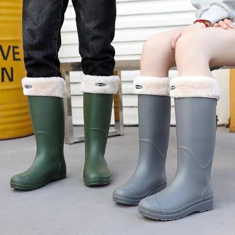 High tube rain shoes men's and women's non-slip waterproof shoes thick sole wear-resistant long tube water boots outdoor wading rubber shoes fashion