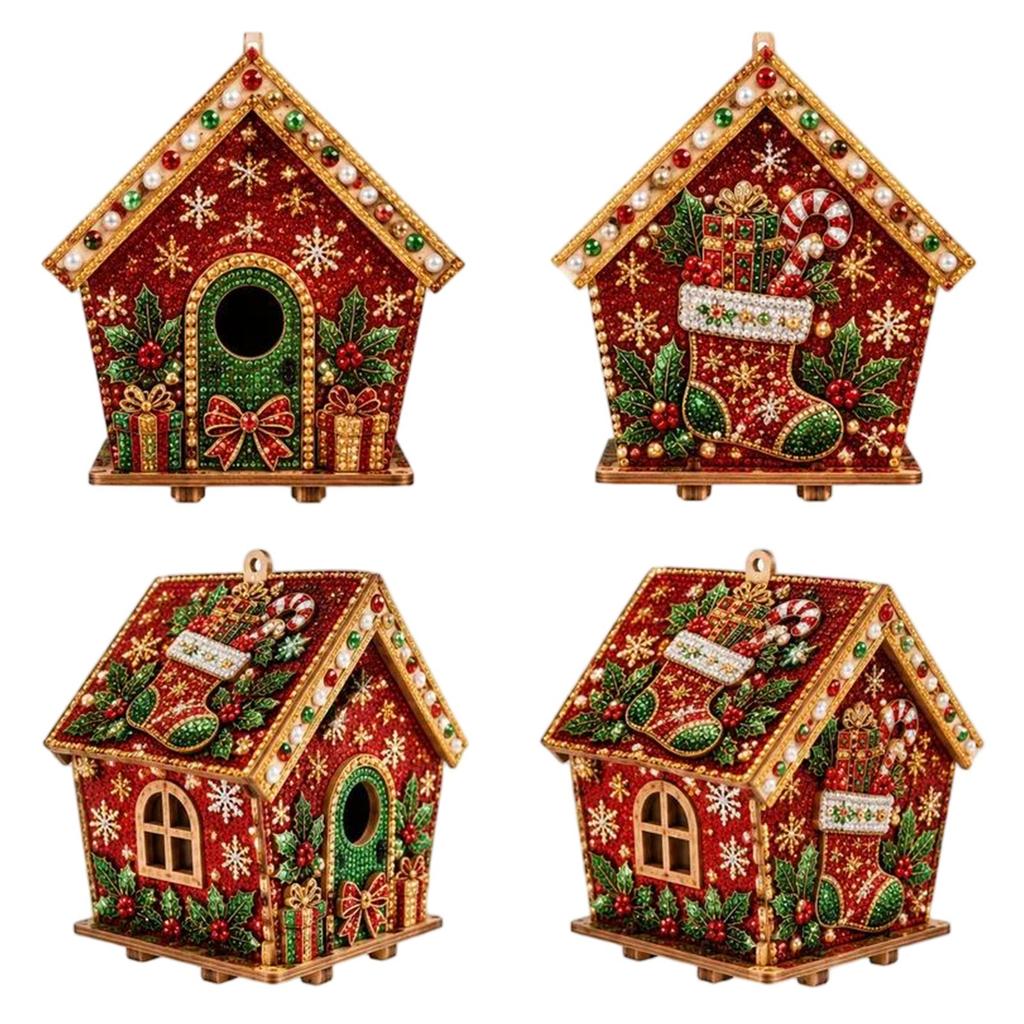Christmas DIY Building Block Miniature House Decorative Ornament for Tabletop Holiday Display