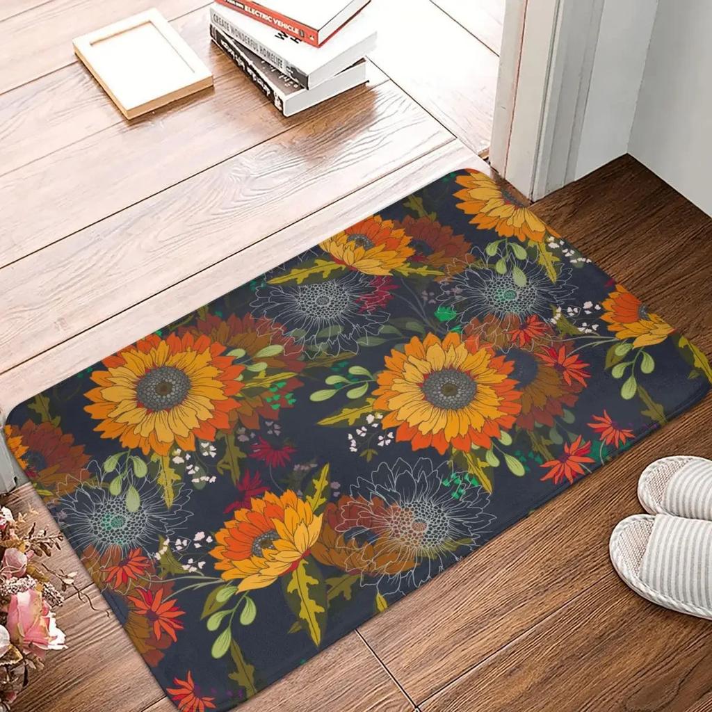 Anti-Slip Rug Doormat Kitchen Mat Wild Sunflower Floor Carpet Home Decor