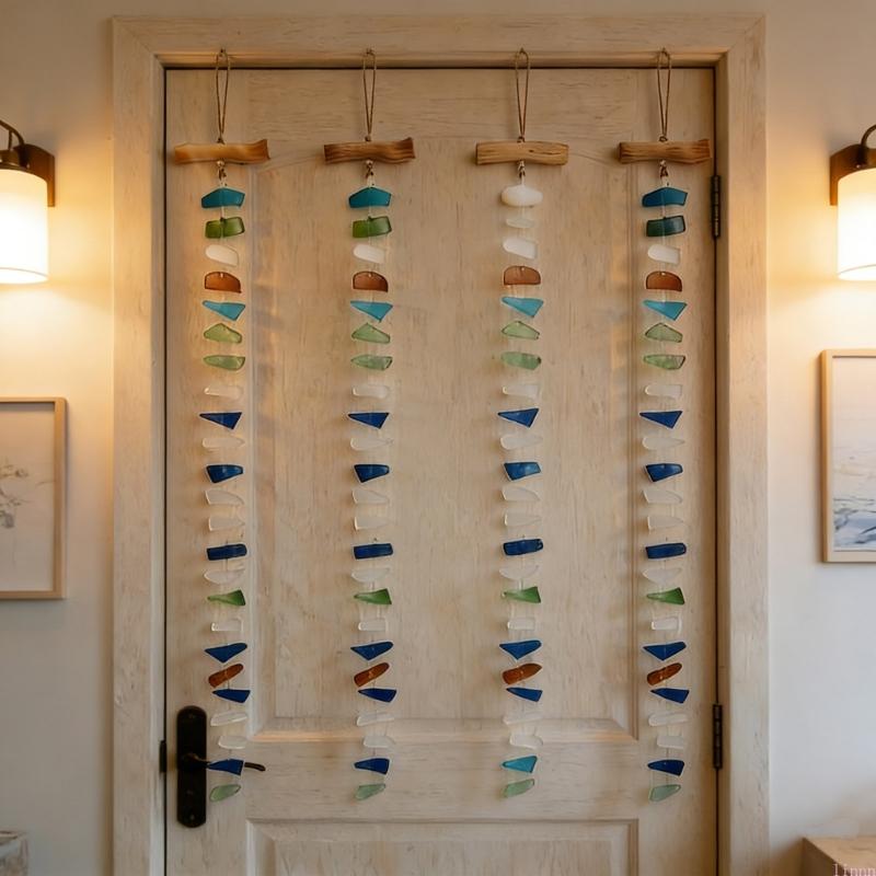 

Delicate Glass Wind Chimes With Handle For Home Or Garden Ambiances Coastal Wall Art for Living Room Bedroom and CN
