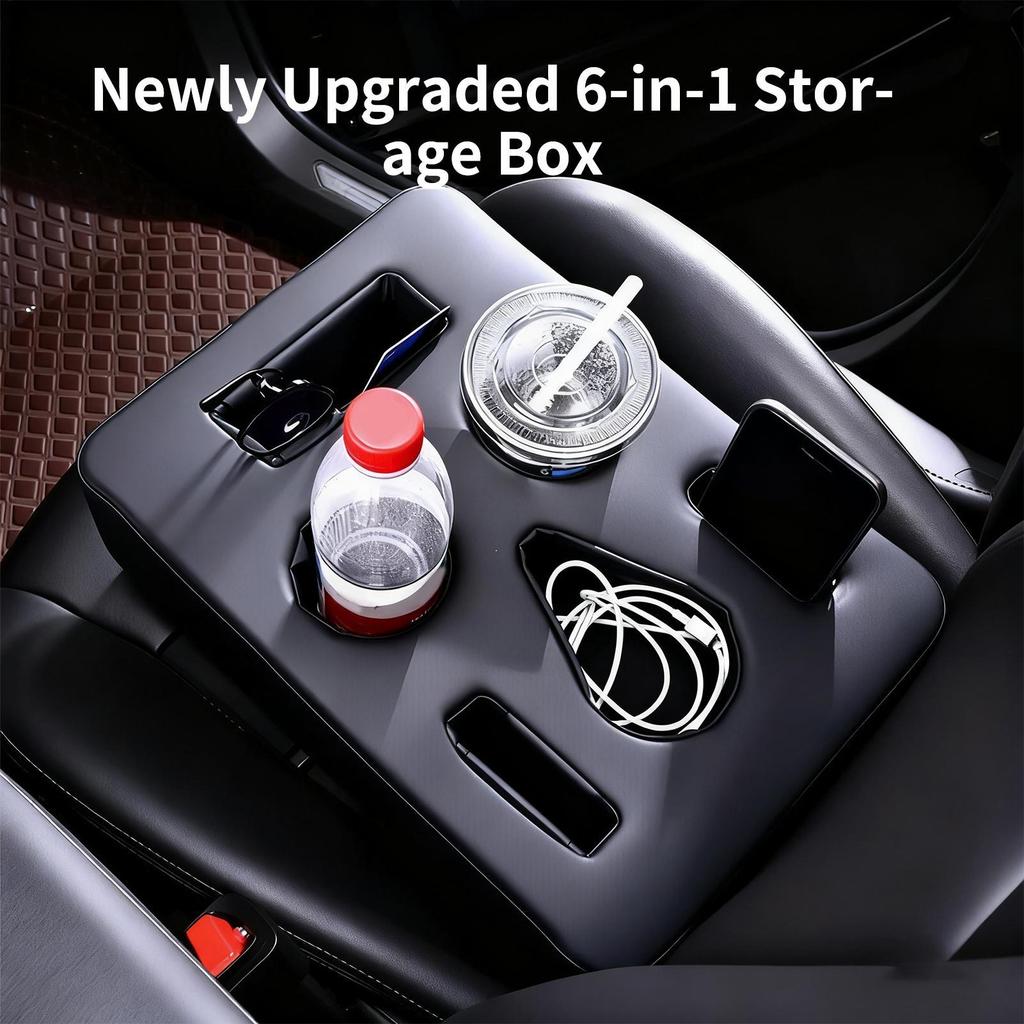 Armrest Organizer for Car Large Capacity with Cup Holder Car Armrest Box Storage Organizer for Charging Cable Phone Key Card