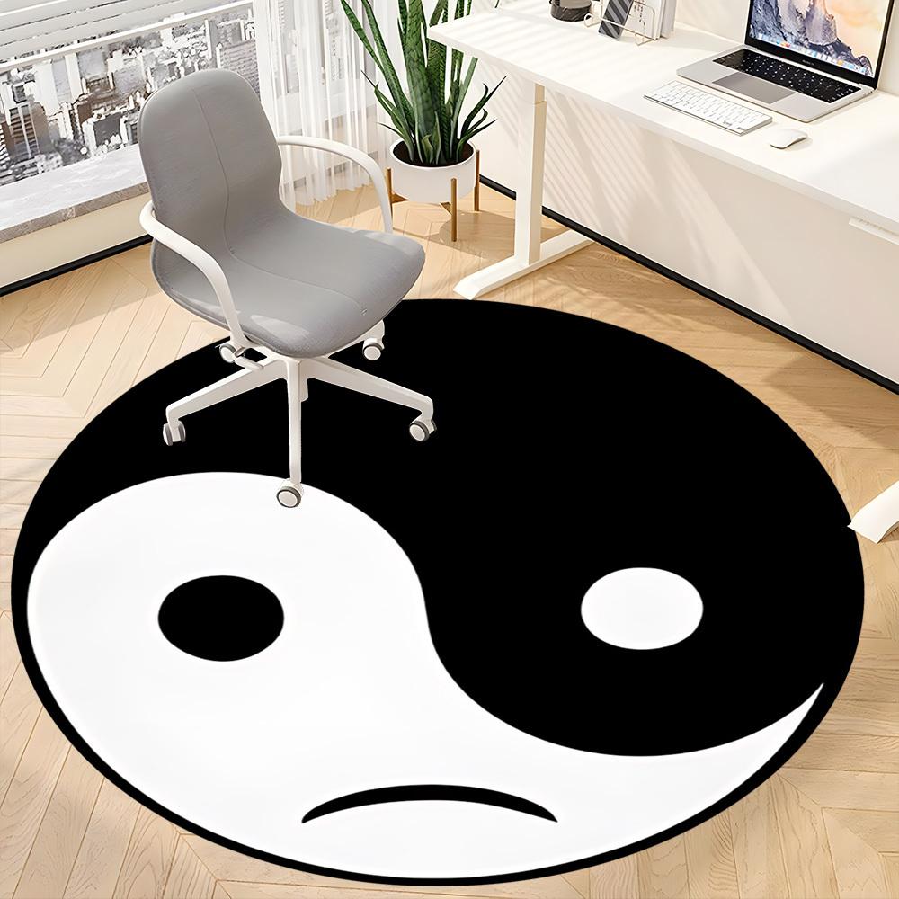 1pc Yin Yang Symbol Chair Carpet for Office Non-Slip, Machine Washable Rug for Office, Room - Holiday Decor, Machine Made yy251016081