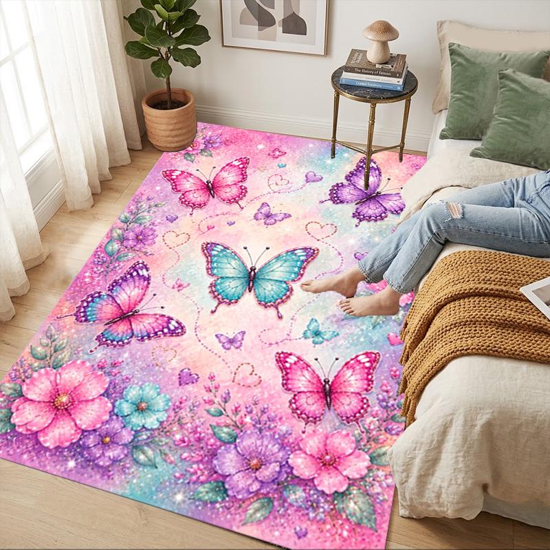 Butterfly Garden Living Room Nonslip Area Rug Soft Carpet For Bedroom Game Playroom Sofa Office Home Decor Doormat Christmas Gift C9225