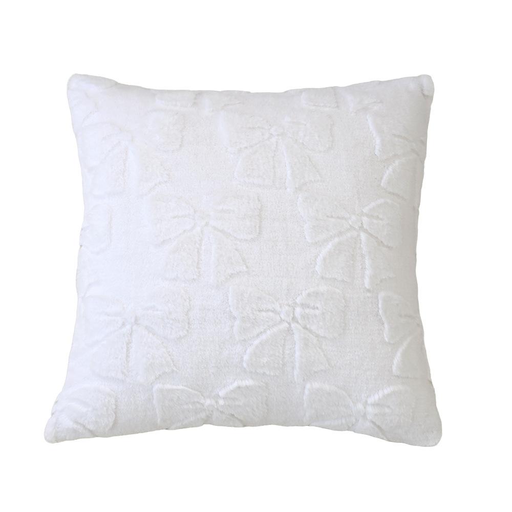 Solid-Color Rabbit Fur Jacquard Bow Pillowcase Cojines Lovely Plush Living Room Sofa Decoration Pillow Cushion Covers 45x45cm