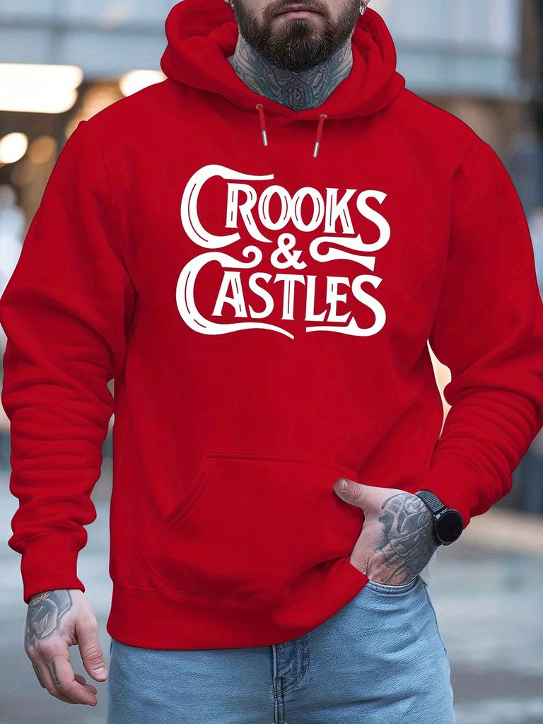 Men'S Casual Polyester Hoodie Long Sleeve Regular Fit Slight Stretch Fashionable Oversized Hooded Sweatshirt