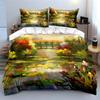 Ruhige Gartenbrücke Kunst-Set Schlafzimmer-Dekoration für Kinder und Erwachsene, Exquisites Dreiteiliges Bettwäsche-Set Geschenk