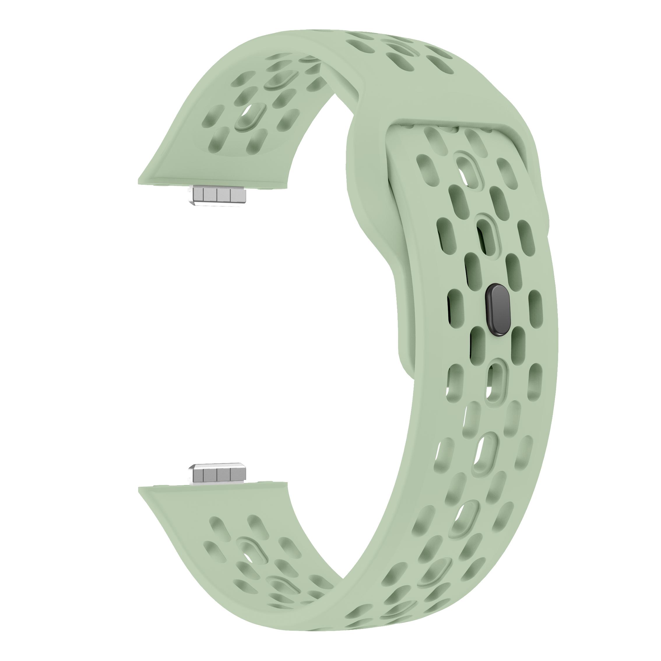 

For Huawei Watch Fit 4/Fit 3 Watch Band Holes Design Silicone Wrist Strap Green