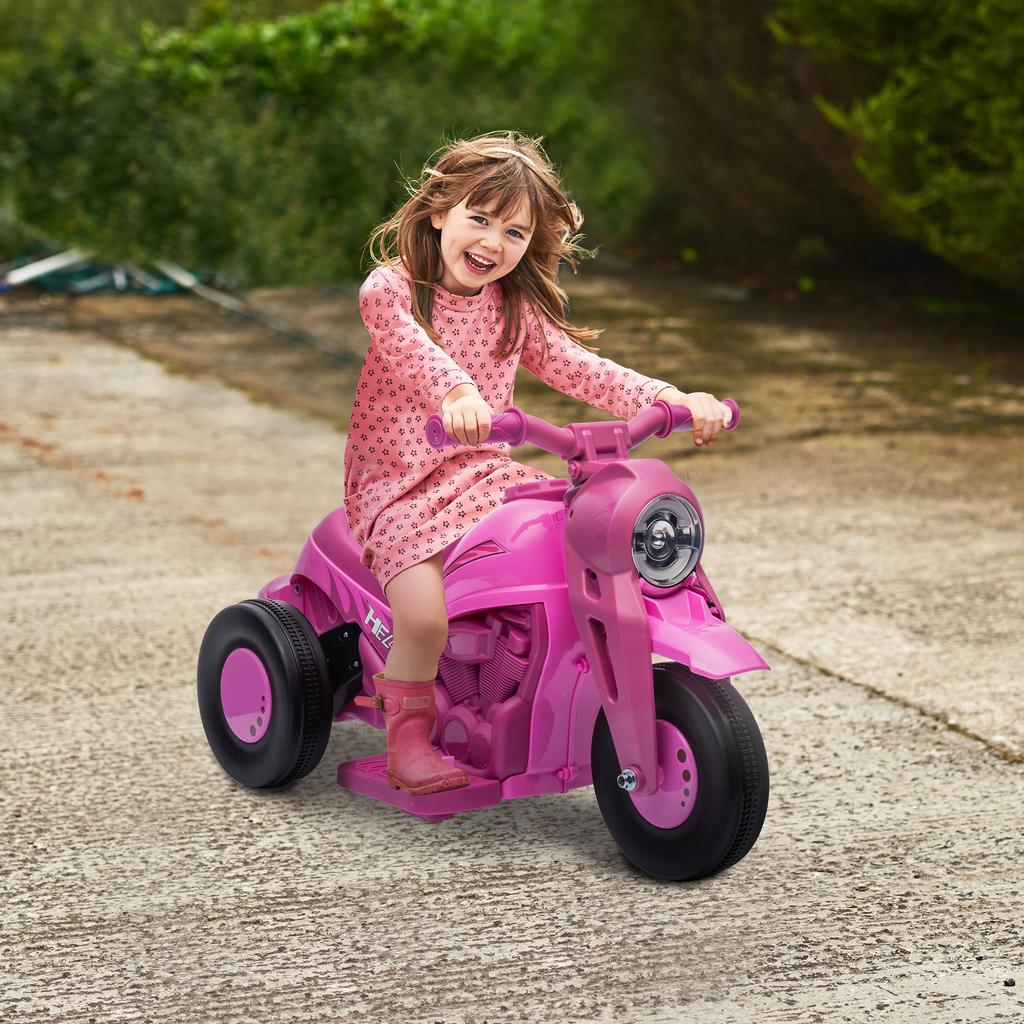 Electric Motorcycle Children 2-5 Years, 3 Wheels, 6 V, 3 Km/h, with Bubble Function, Light and Sound Effects, Pink