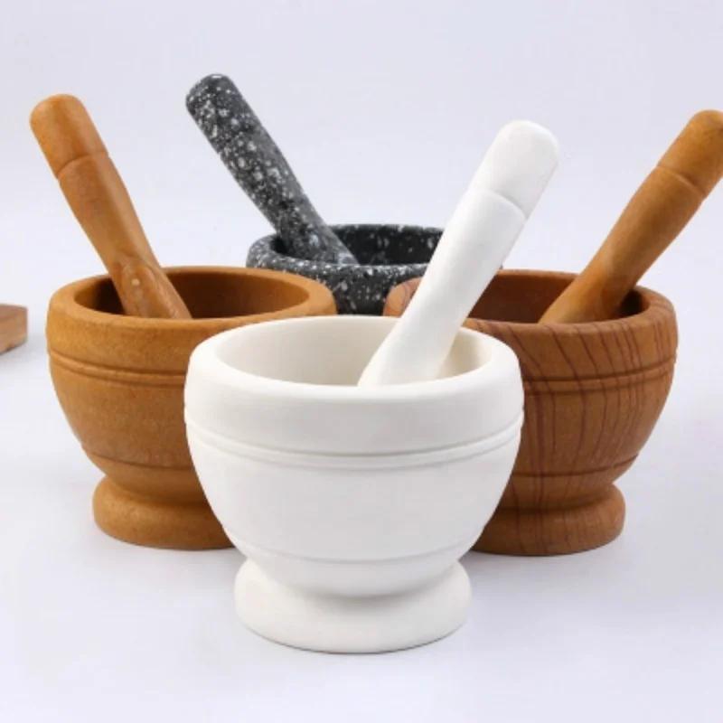 Garlic Masher Bowl StoneMortar Masher Multi-function Manual Home Garlic Mortar Pot Grinder Bowl Garlic Pot For Home Cook Tools