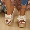 Fashion Summer Women's Wedge Slippers Leopard Print Bow Tie Waterproof Platform  Slippers Outdoor Leisure Large Size Zapatillas De Mujer