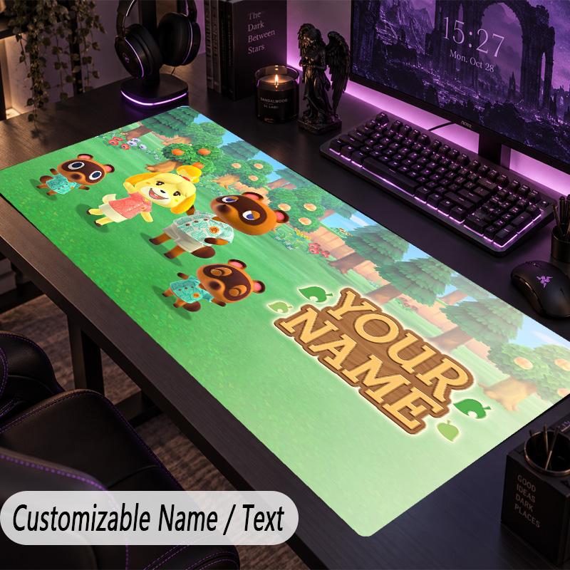 Custom Text Big Mousepad, Extended Desk Pad For Laptop Work GameAnimal Crossing