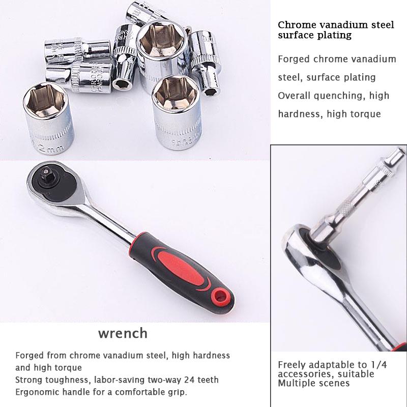 46 Pcs/Set Multifunctionl Ratchet Wrench Set Professional Mechanic Repair Tools Combination Kit with Carry Case for Auto Repair