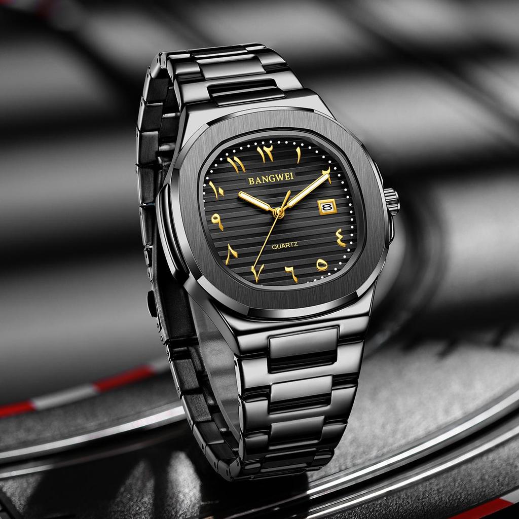 LIGE New Luxury Men Quartz Watches BANGWEI Brand Waterproof Automatic Date Watch Man Stainless Steel Sport Chronograph Watch for Men Clock