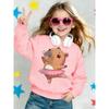 Kdis Crewneck Sweatshirt, Cute Ballet Capybara Print. Spring Autumn Tops