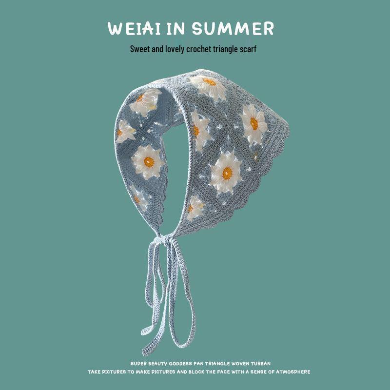 

Пасторальный Французский Ретро Цветочный Платок на Голову: Милая девчачья художественная резинка для волос