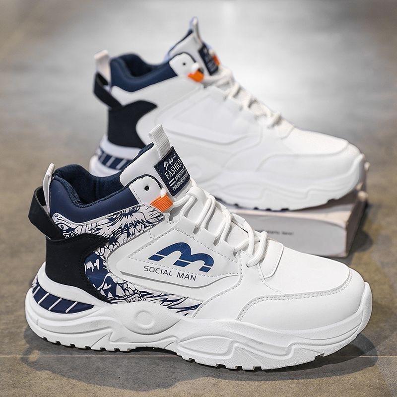 

Spring men s shoes new breathable high-top little white shoes men s sports shoes trendy versatile platform casual dad shoes men 39