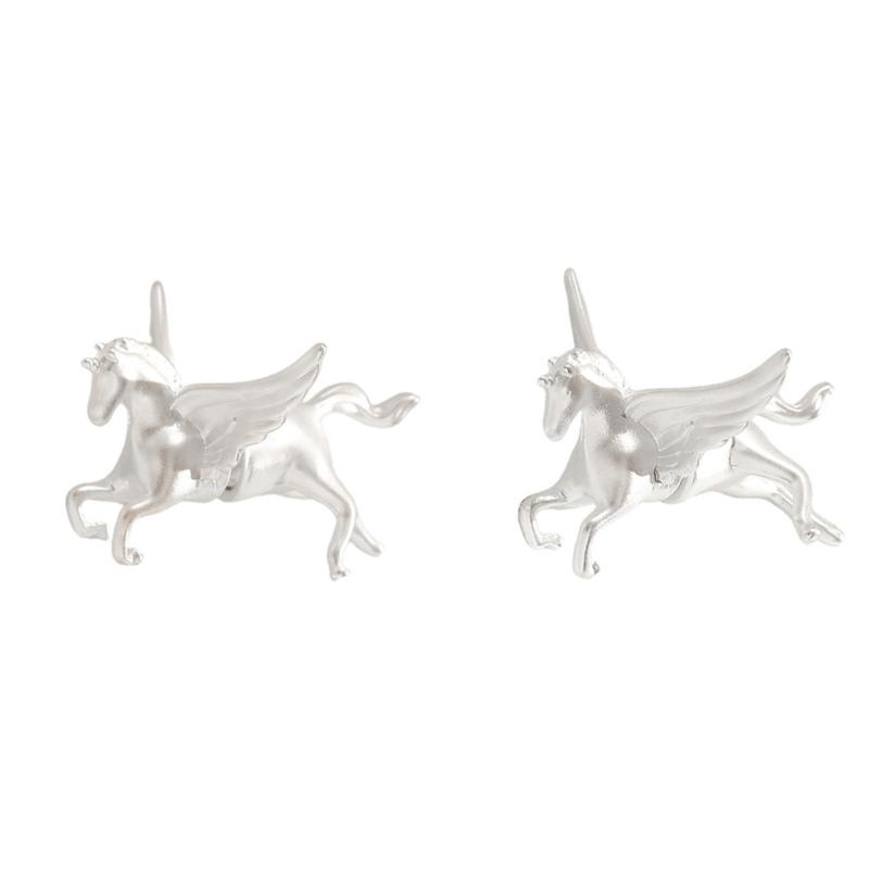 

Artistic Flying Horse Copper Earrings Lightweight Jewelry Artistic Fantasy Ear Accessories For Everyday Wear серебряный