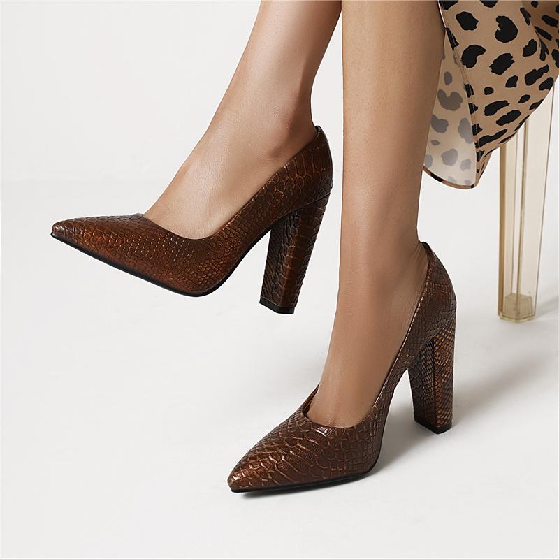 Fashion High Heels Shoes Women Large Size Sexy Animal Print Block Heels Pumps Women Party Office Shoes Dress Pumps Female