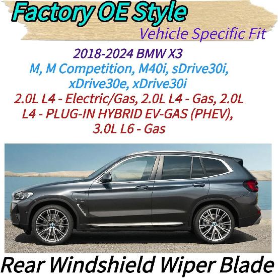 Rear Wiper Blade for BMW X3 G01 M M40i sDrive30i xDrive30e xDrive30i 2018-2024 2023 2022 2021 2020 2019 OEM Replacement Rear Back Windshield Wiper