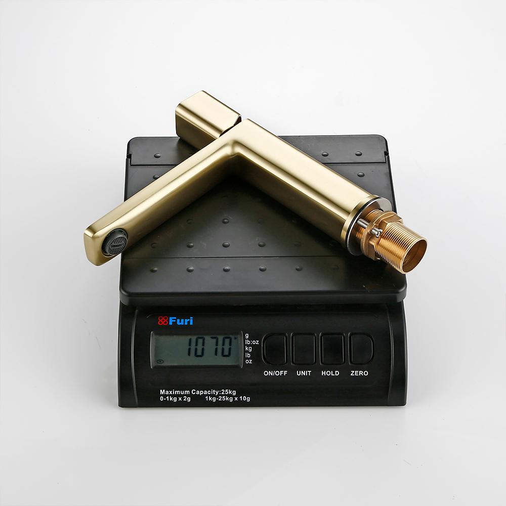 Bagnolux Brushed Gold Brass Single Hole Single Handle Deck Mounted Basin Hot and Cold Water Sink Bathroom Faucets