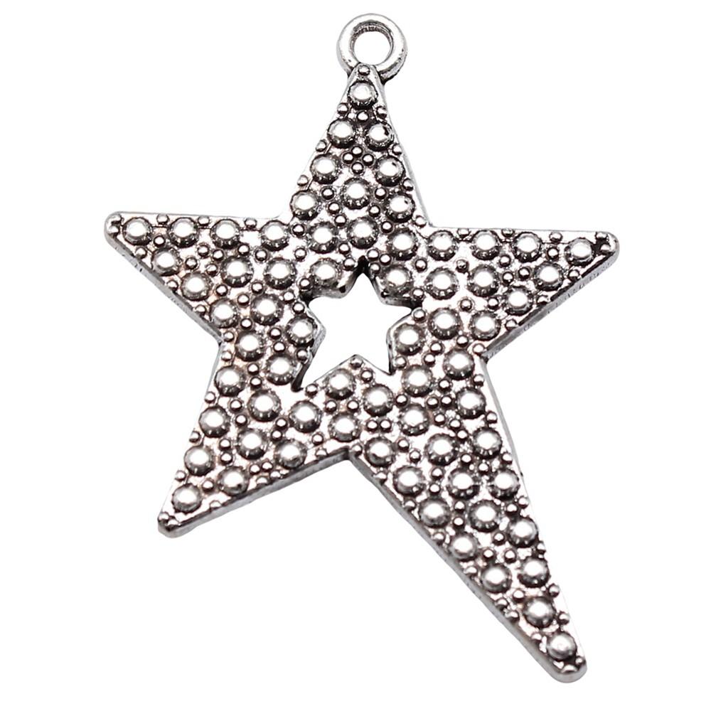 Nested Star Charms Multi Color Alloy Pendants For Double Star Themed Jewelry