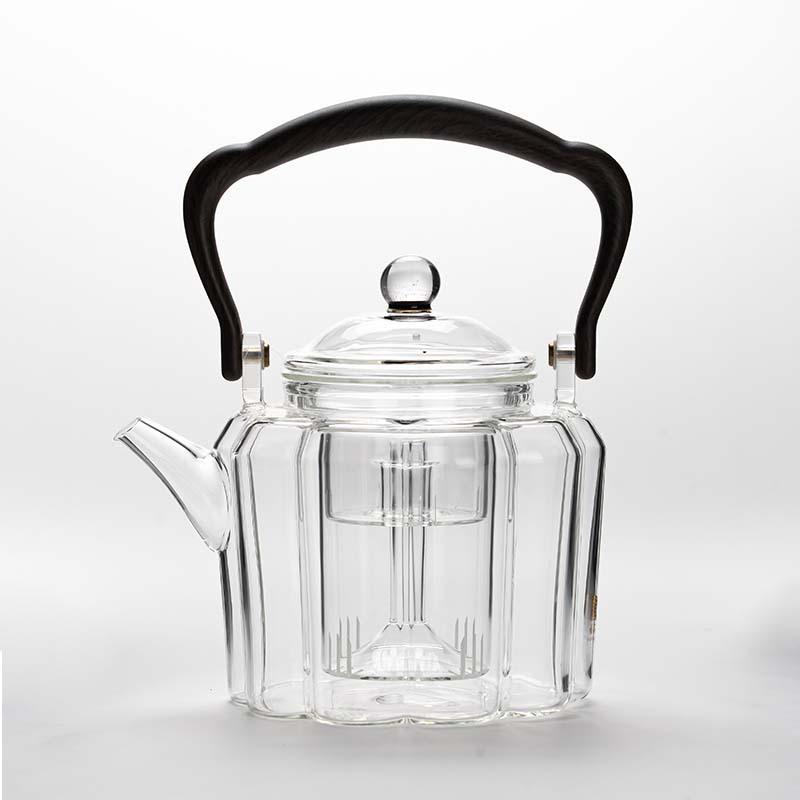 

Чайник из высокоборосиликатного стекла с деревянной ручкой, заварочный чайник, пароварка с двойными стенками, чайник для заваривания на плите, чайник с ручкой-дугой