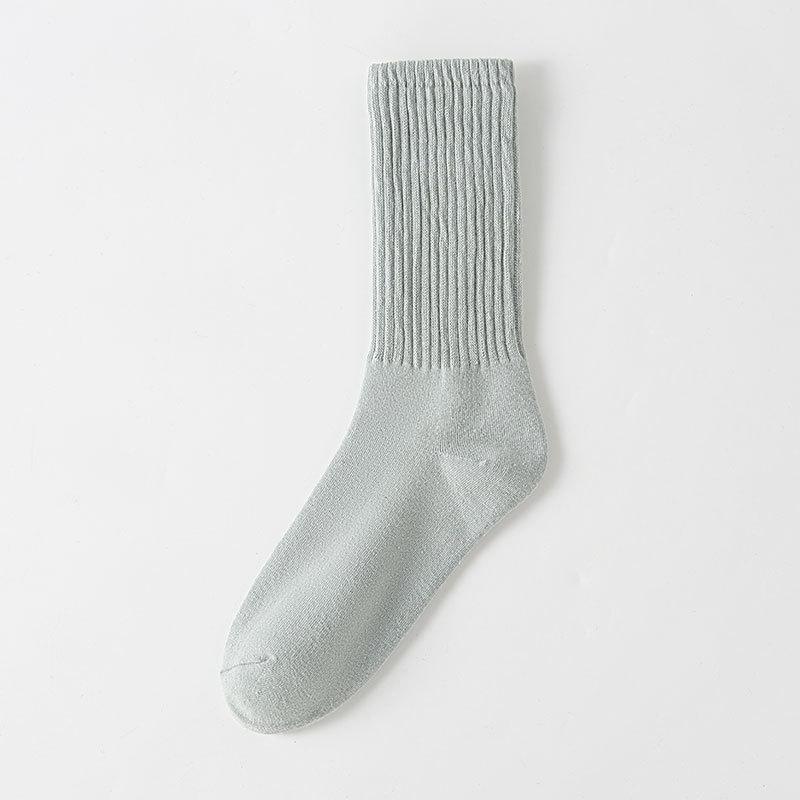 Women's Autumn and Winter Mid-calf Socks, Solid Cotton Socks, Knitted Long Socks, Pile Socks, Versatile Long Calf Socks for Women