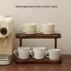 2 Tier Makeup Organizer for Vanity Bamboo Wooden Cup Holder for Coffee Bar Mug Display Rack for Counter Kitchen Storage Shelf
