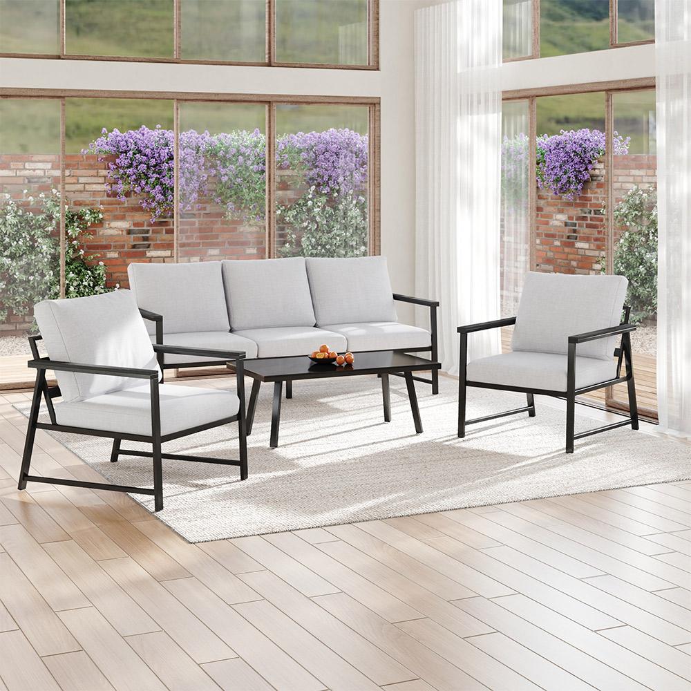 Sleek Contemporary Style All‑Aluminum Four‑Piece Weather‑Resistant Outdoor Sofa Furniture Set