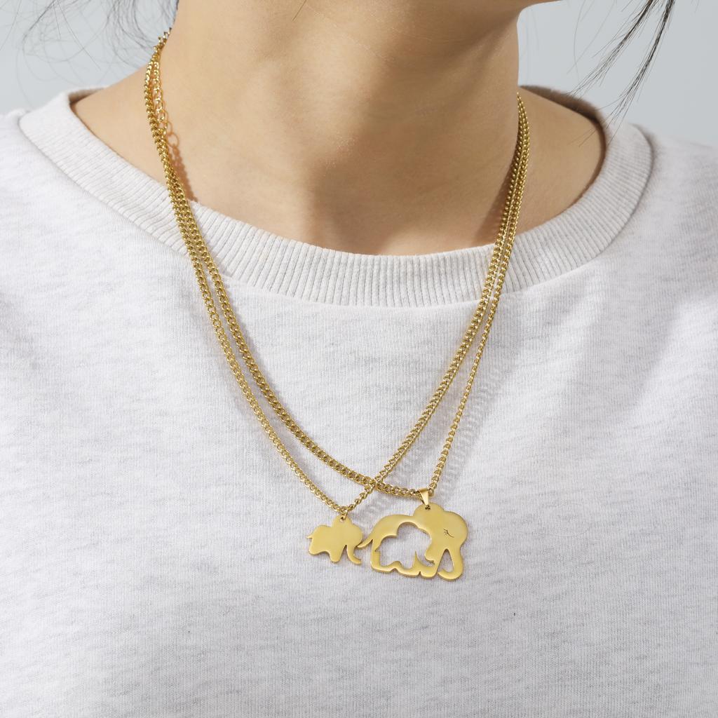 Cazador 2026 Elephant Mother Daughter Pendant Necklace for Women Cute Animal Neck Chain Stainless Steel Jewelry Gift Wholesale