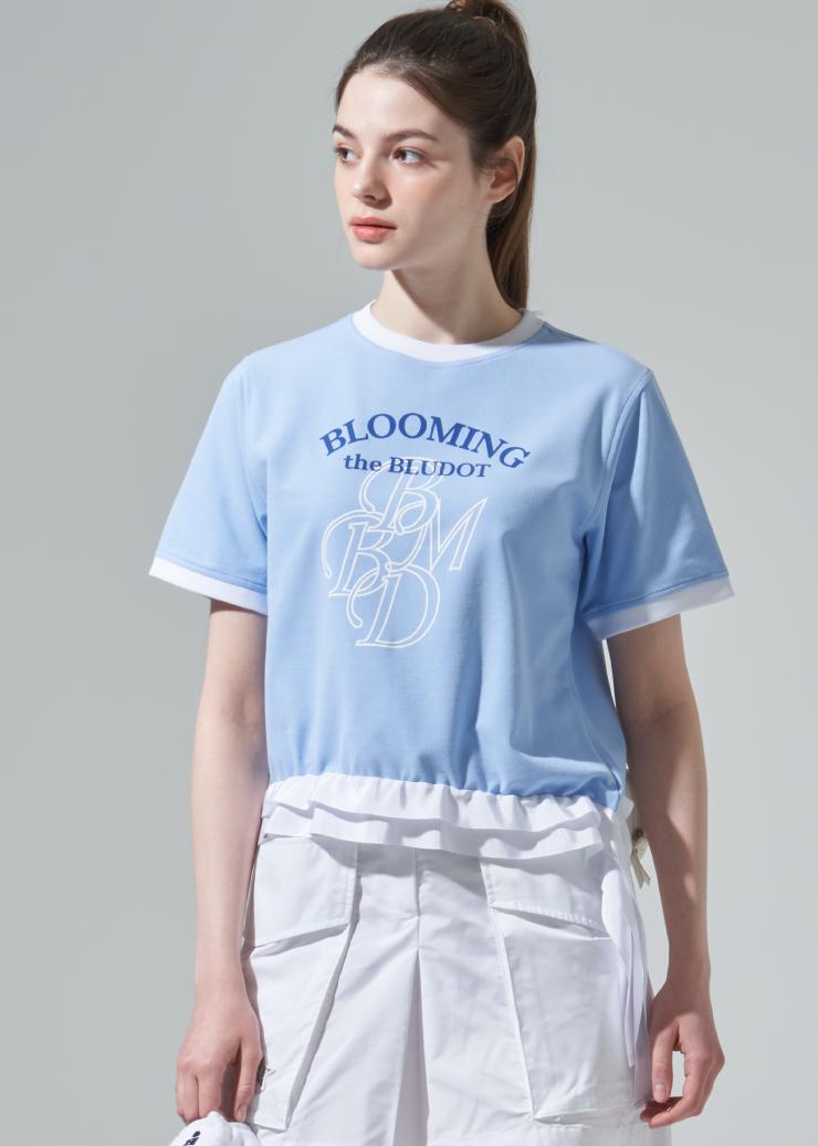 Blue Dot Tape Point Round Neck T-Shirt_Sb 85