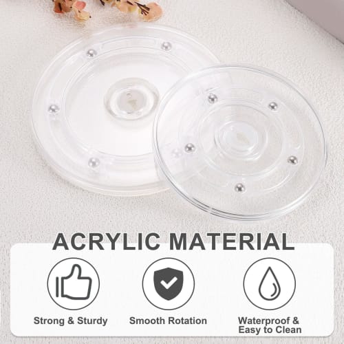 uxcell Acrylic Lazy Susan Rotating Platform, 4-inch Clear Rotating Platform Organizer with Ball Bearings, 360-Degree Rotating Tray, Fragrance Storage
