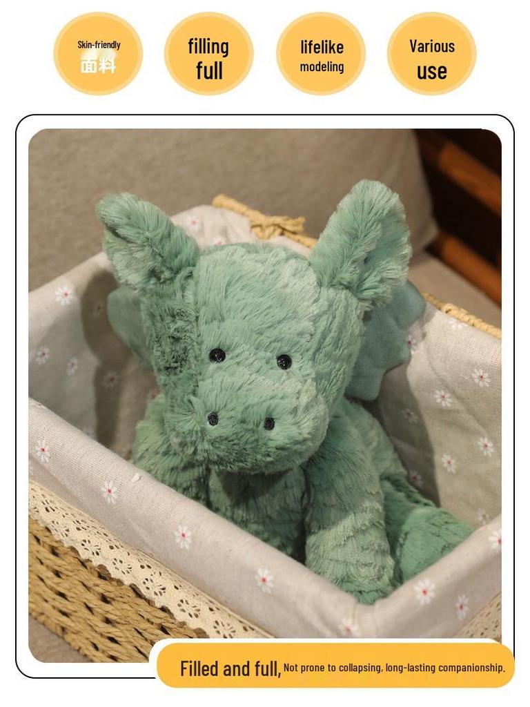 Cross-Border Green Wavy Wool Dragon Plush Soothing Doll Toy Gift