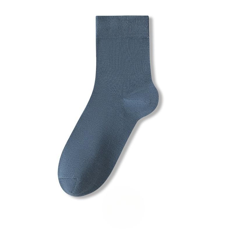 Male Spring and Autumn Business Mesh Eye Pure Cotton Pure Color Antibacterial Deodorant Breathable Tube Socks