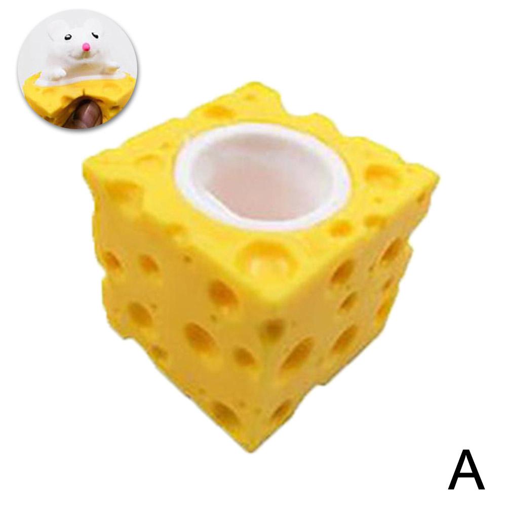 up Funny Mouse and Cheese Block Anti-stress Hide Toys Relief Toy 4.7cm Fidget Adult G7Z2