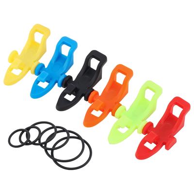 6 Pcs Plastic Fishing Hook Keeper Set with 6 Rubber Rings,Colorful Bait Holder for Fishing Tackle Organization