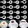 16pcs Kitchen Latte Mold Decorating Coffee Art Stencils Foam Tool Cappuccino
