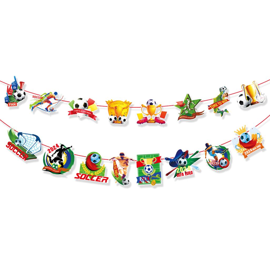 European Cup Football Theme Party Decoration Football Flag Banner Latte