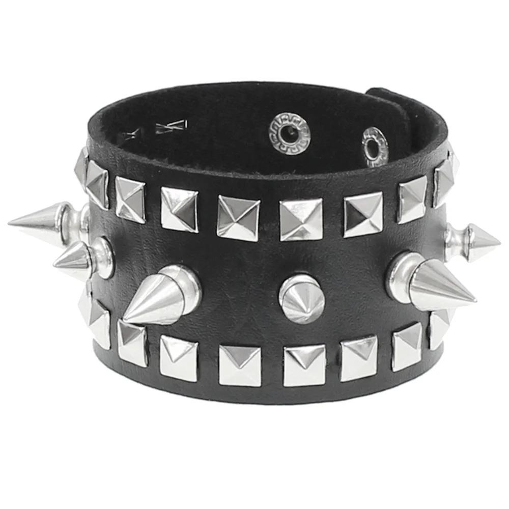 2025 Hip Hop PU Leather Gothic Bell Skeleton Skull Punk Rivet Star Bracelet Chains Retro Couple Bangle Bracelet Jewelry Gift