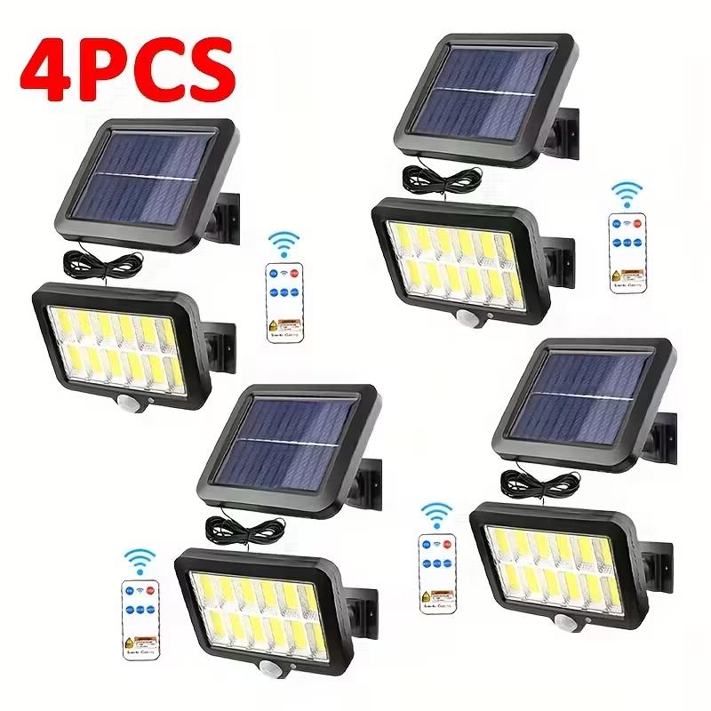 1/2/4PCS 120COB Solar Lights Outdoor with Motion Sensor 3 Modes Waterproof Solar Street Lights for Garden Patio Garage Wall Lamp