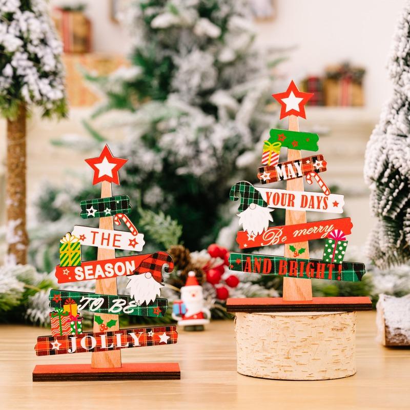 Wooden Christmas Ornaments Christmas Tree Ornaments Wooden Ornaments Creative Alphabet Tree Table Top Ornaments