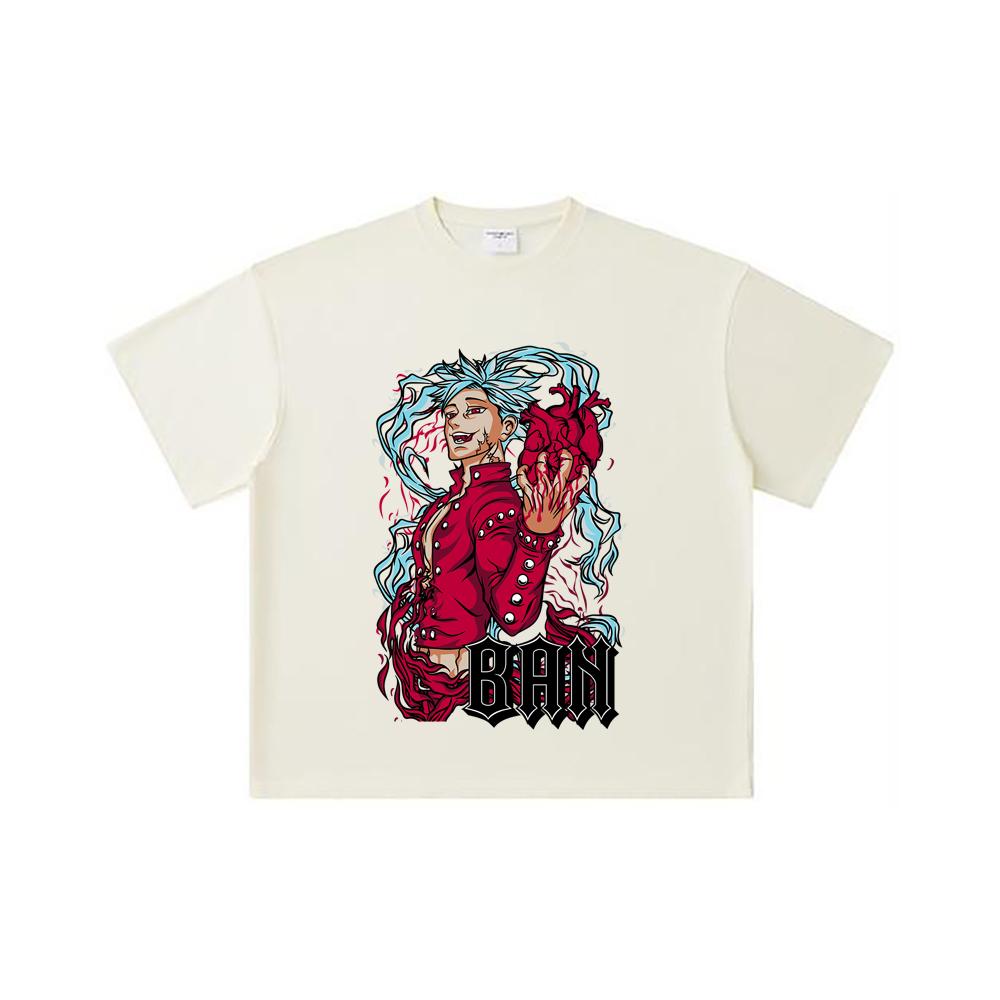 260 GSM Double Yarn 32 Count 100% Cotton Seven Deadly Sins V1 Ban Print Unisex Heavy Cotton T Shirt