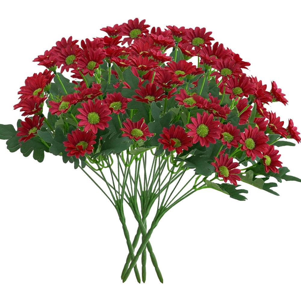 Artificial Sunset Mums Flowers Waterproof Fake Fall Flowers for Outdoor Garden Patio Home Planters Autumn Decorations(5 Bundle)